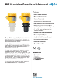 Thumbnail of document Data Sheet - 2260 Ultrasonic Level Transmitter